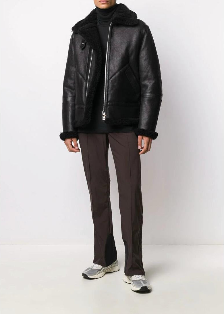 Men’s Black Leather Jacket With Fur 