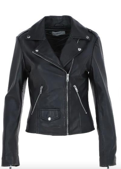 Black Women’s Leather Jacket – 100% Genuine Sheep Leather Slim Fit &with Front Zip Closure, Soft Inner Lining, and Timeless Urban Edge
