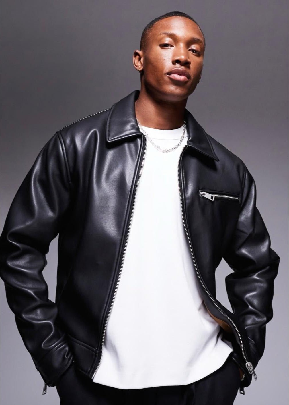 Black Men’s Leather Jacket – 100% Genuine Sheep Leather -Inspired Outerwear with Front Zip Closure, Classic Fit, and Durable Design