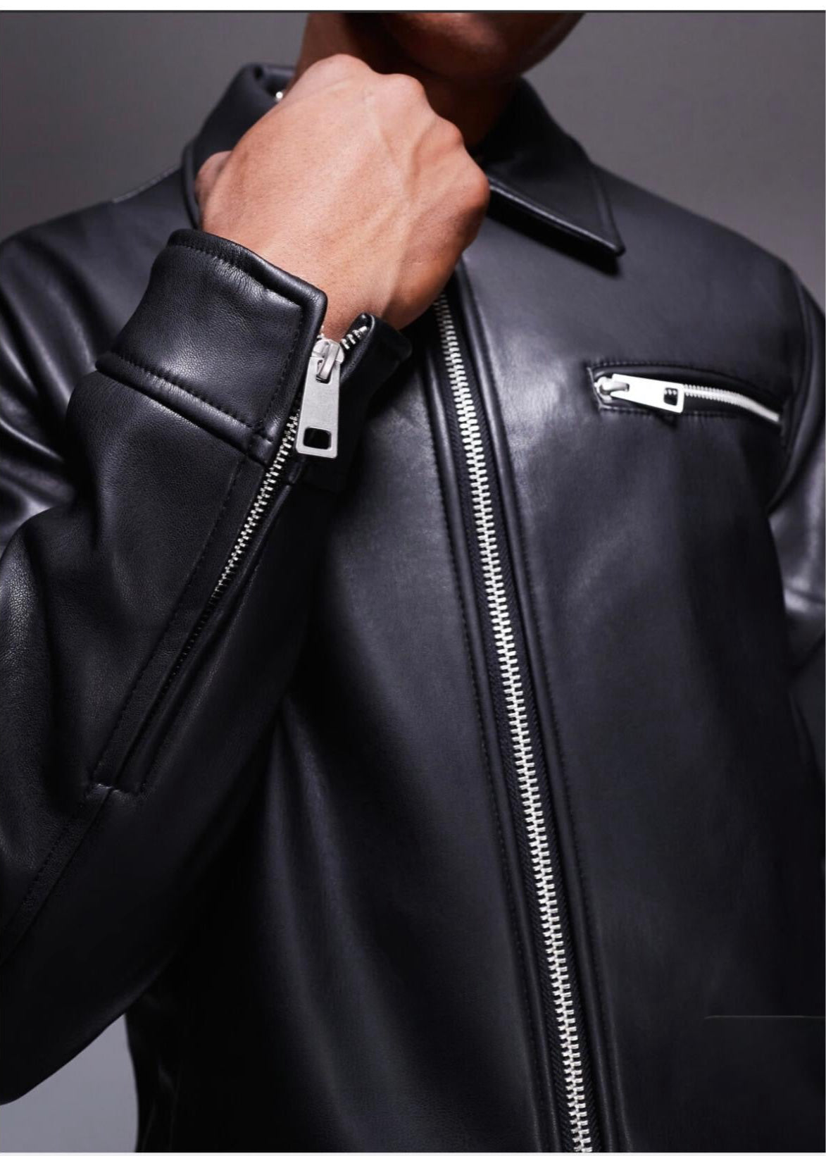 Black Men’s Leather Jacket – 100% Genuine Sheep Leather -Inspired Outerwear with Front Zip Closure, Classic Fit, and Durable Design