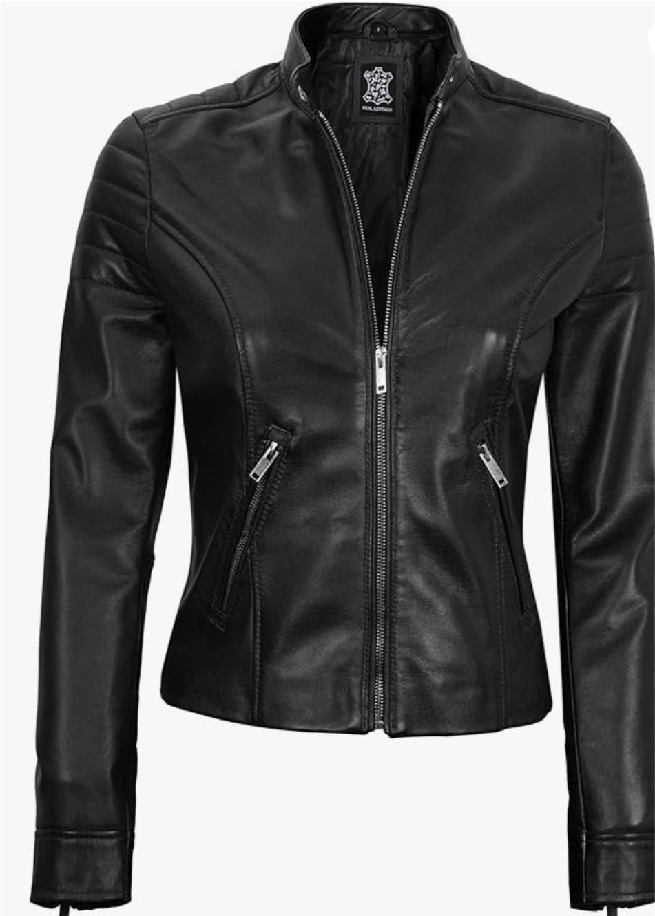 Black Women’s Leather Jacket – 100% Genuine Sheep Leather Slim Fit &with Front Zip Closure, Soft Inner Lining, and Timeless Urban Edge