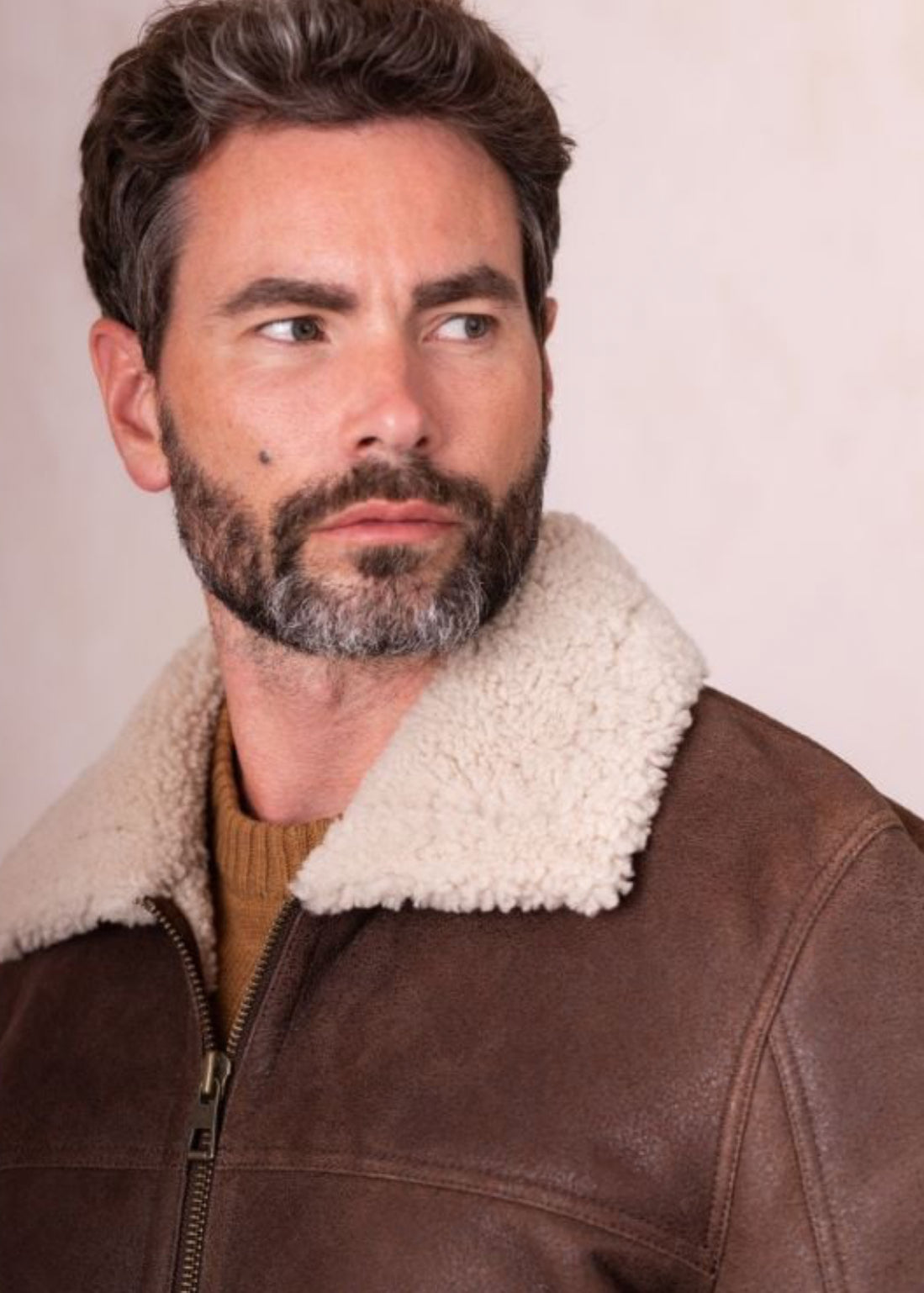Brown Men’s Leather Jacket with Soft Fur Lining