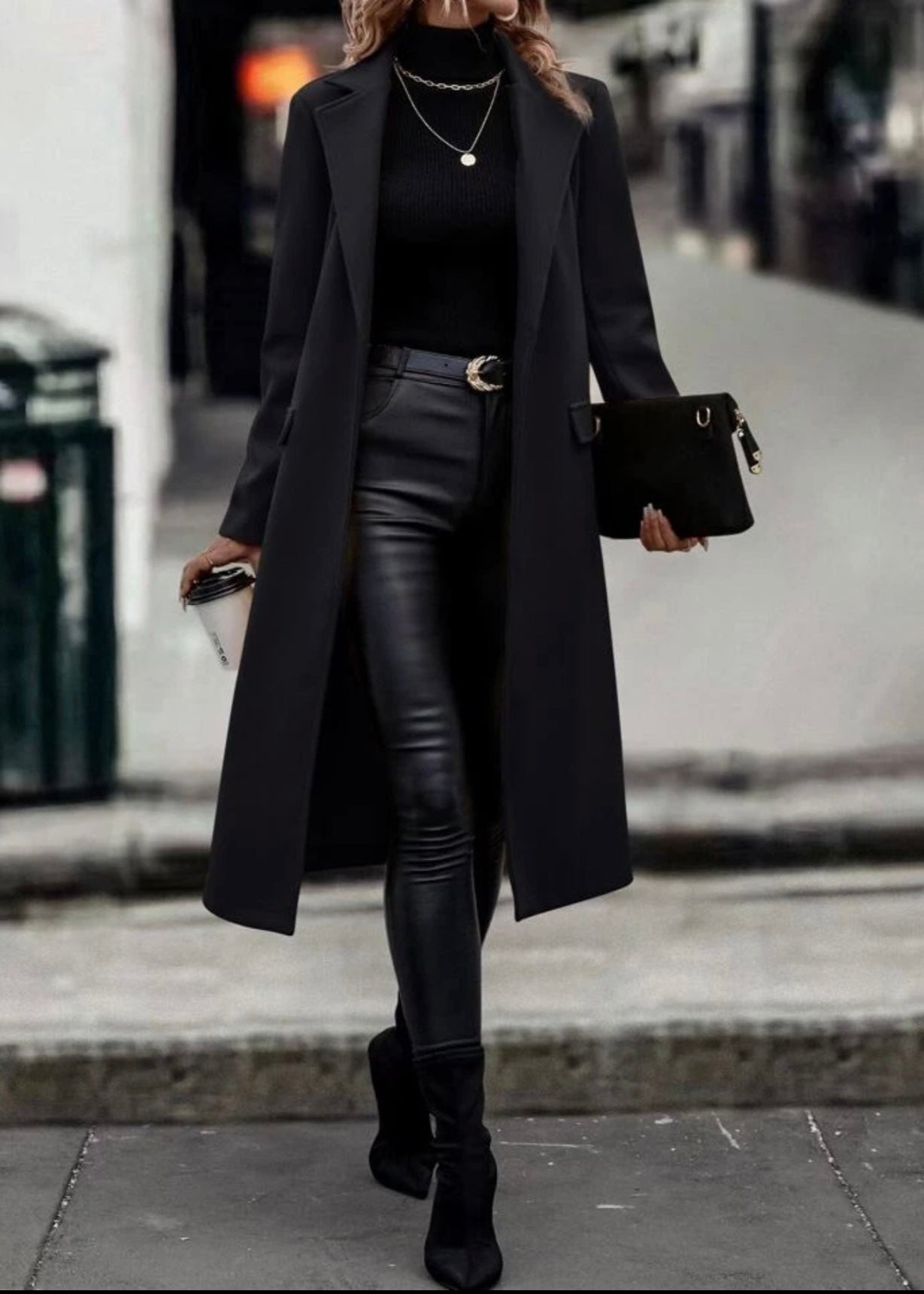 black Wool Overcoat for Women