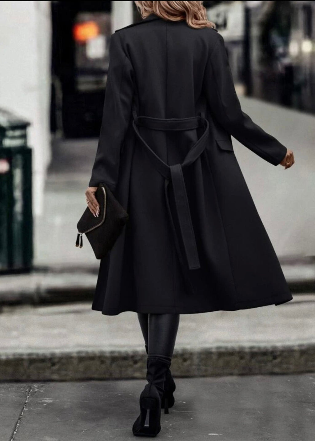 black Wool Overcoat for Women