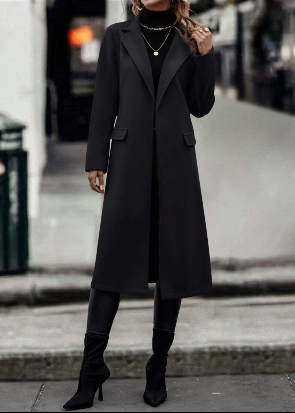 black Wool Overcoat for Women