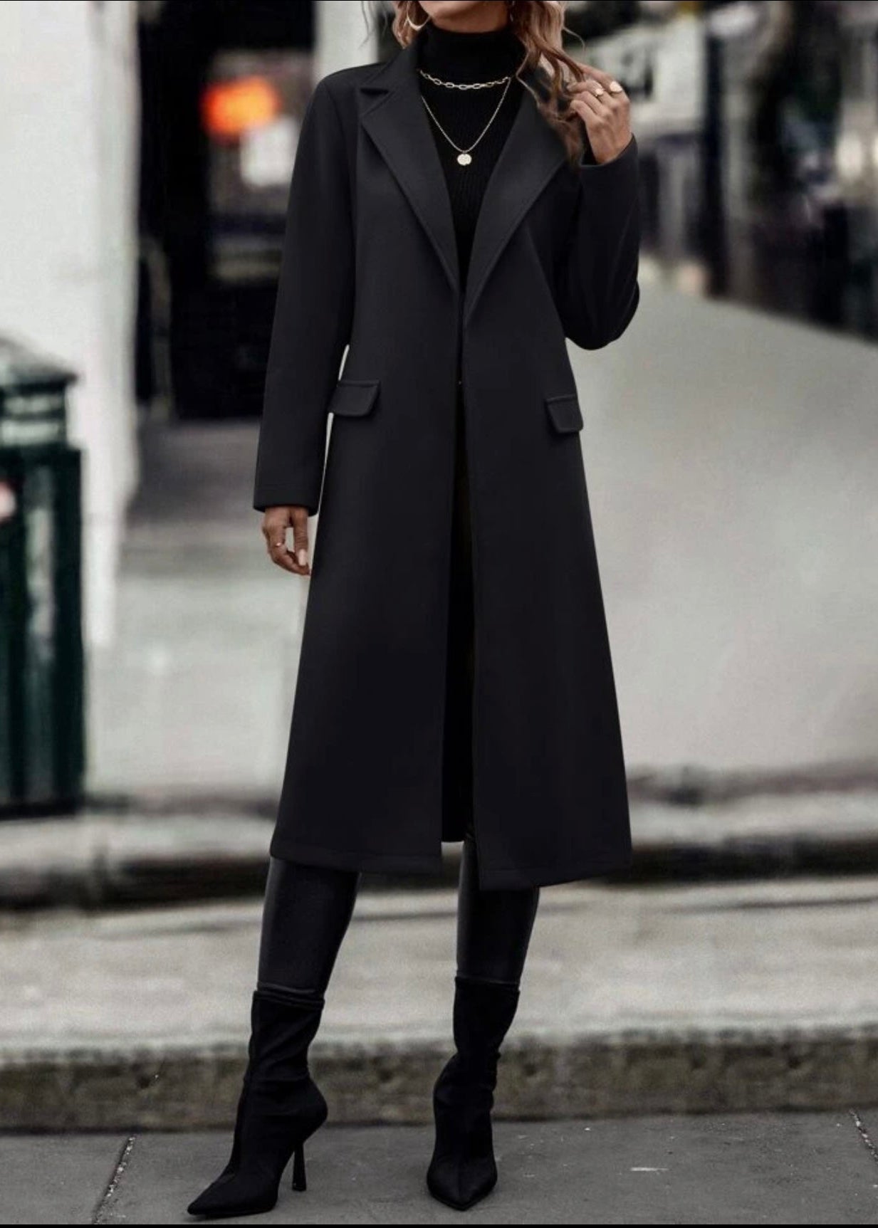 black Wool Overcoat for Women