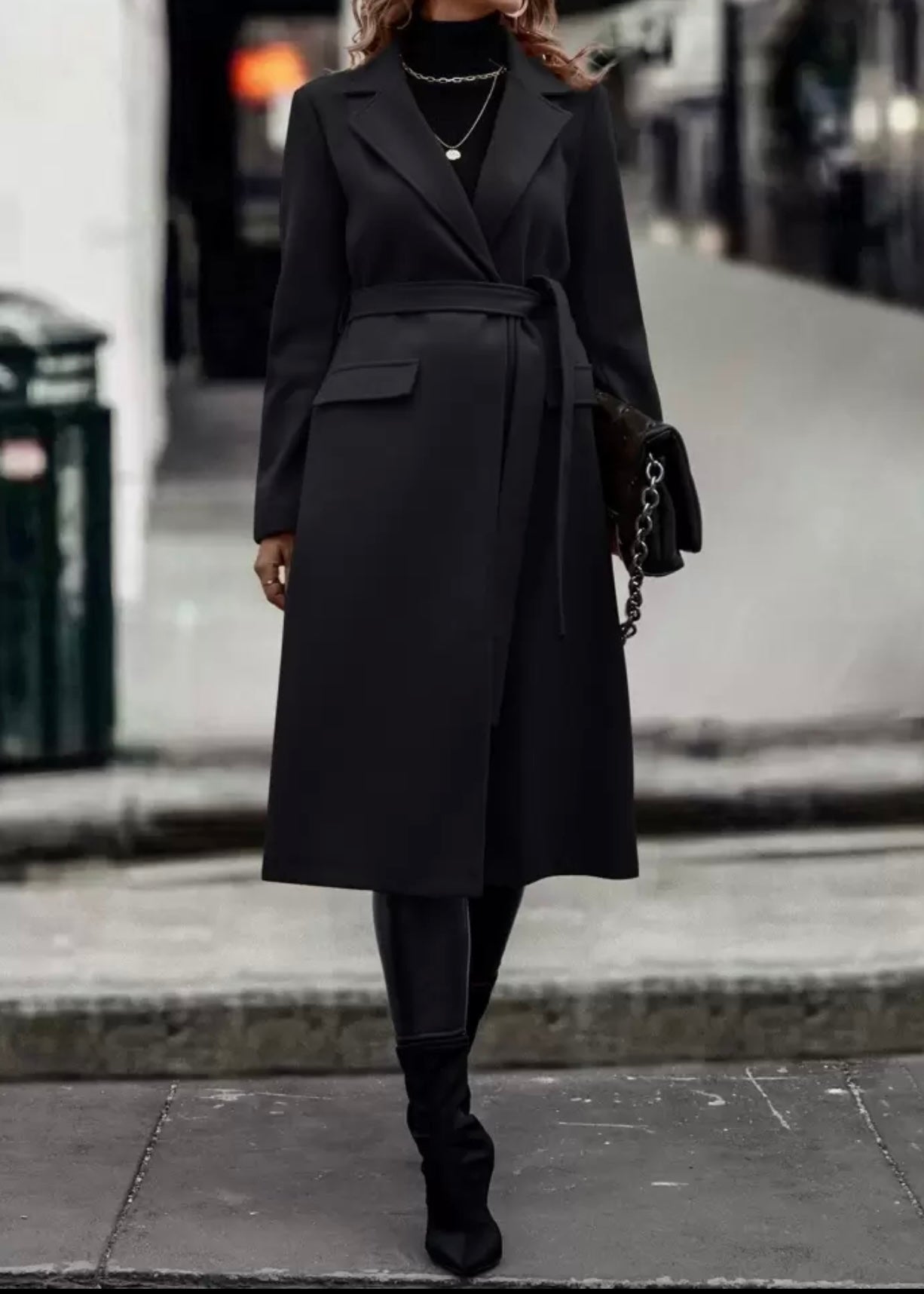 black Wool Overcoat for Women