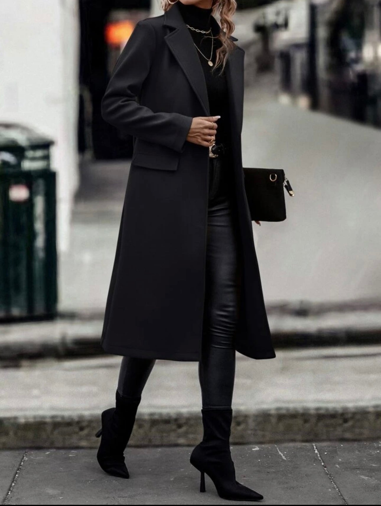 black Wool Overcoat for Women