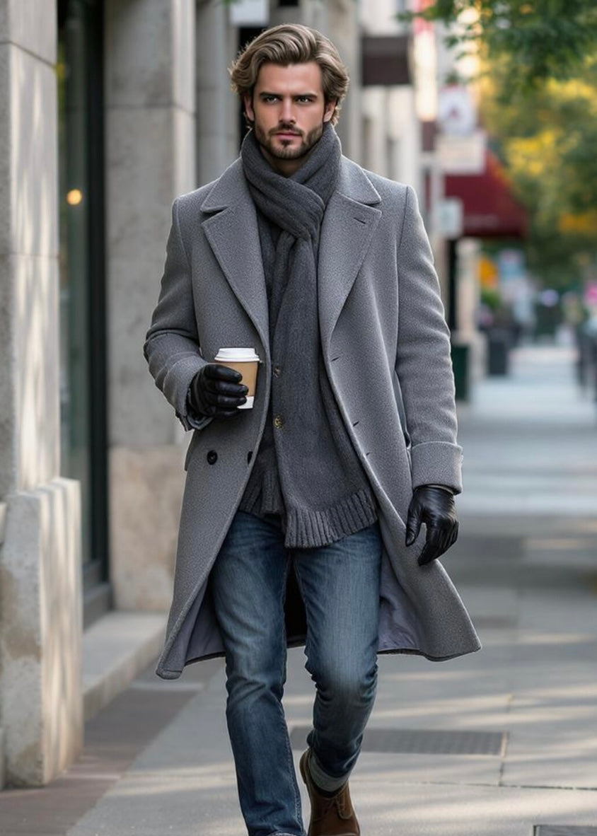 Men’s Grey Wool Overcoat