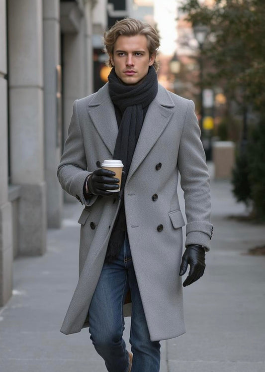 Men’s Grey Wool Overcoat