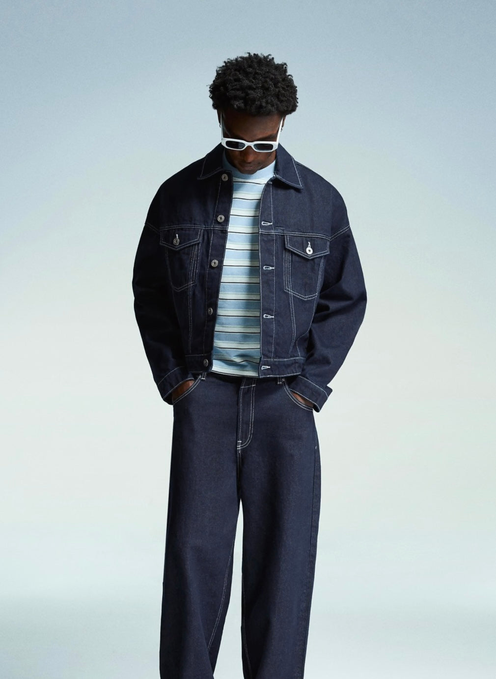 Dark Blue Denim Jacket For Men