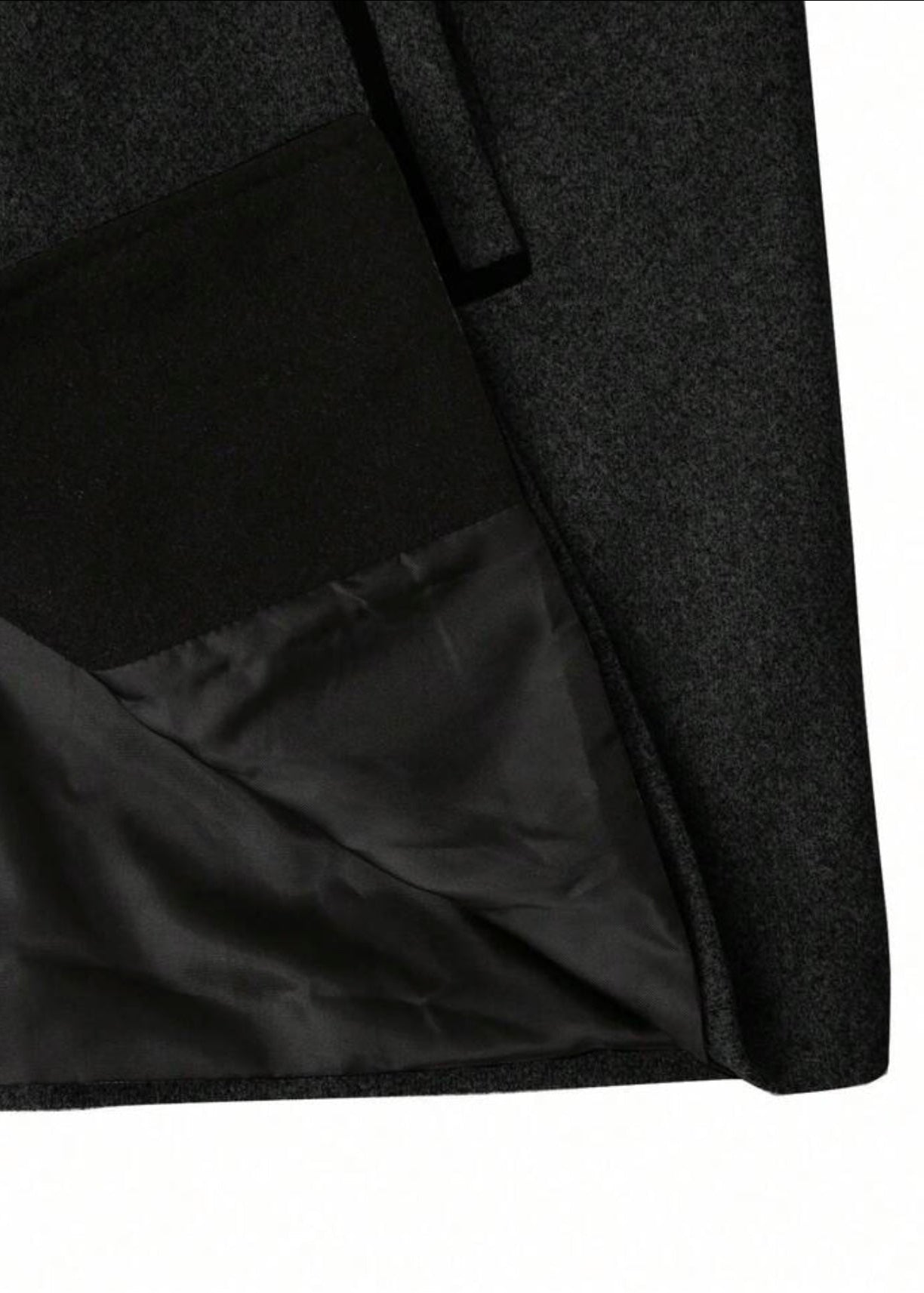 Men’s Charcoal Wool Blend Stand Collar Coat