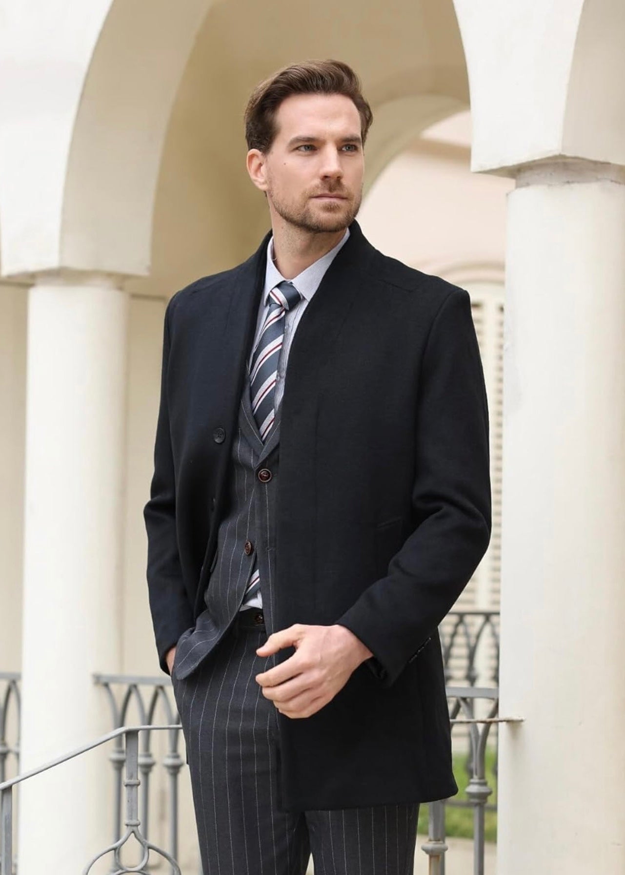 men’s black Wool overcoat