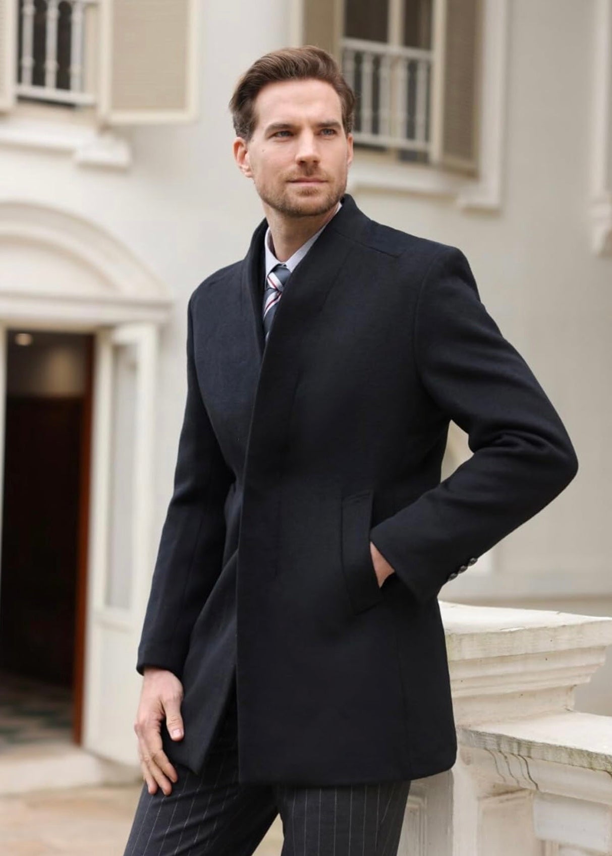 men’s black Wool overcoat