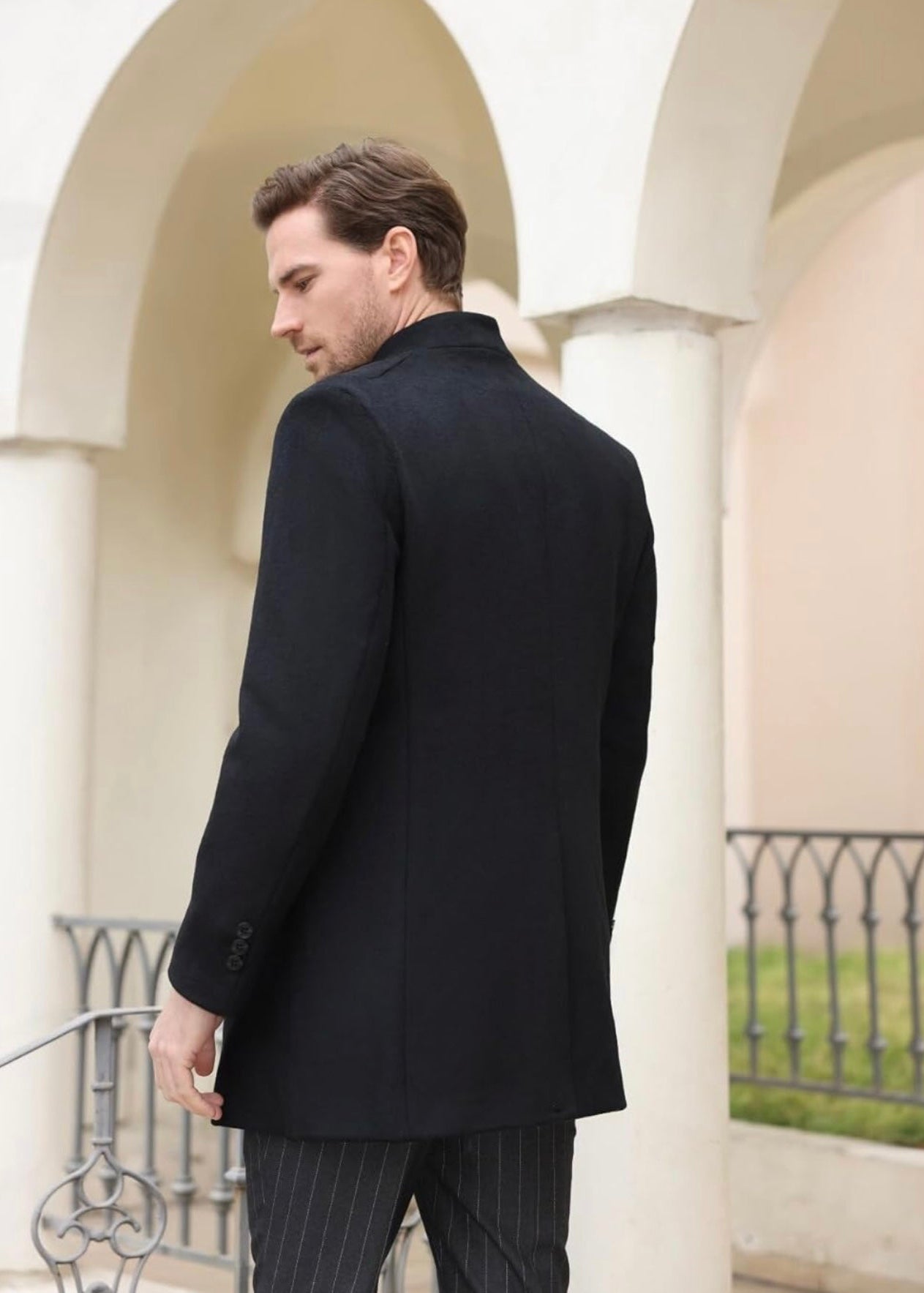 men’s black Wool overcoat
