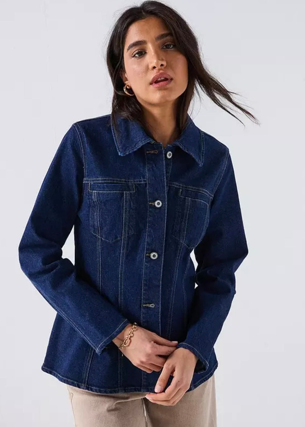 Women’s Fitted Dark Blue Denim Jacket