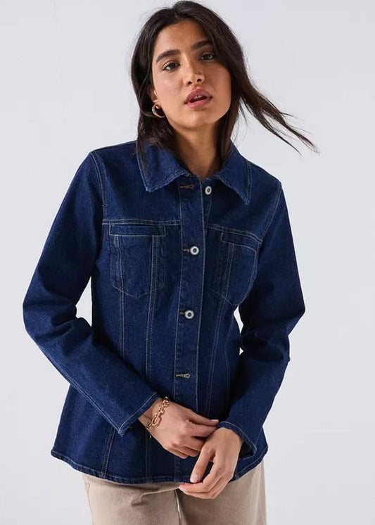Women’s Fitted Dark Blue Denim Jacket