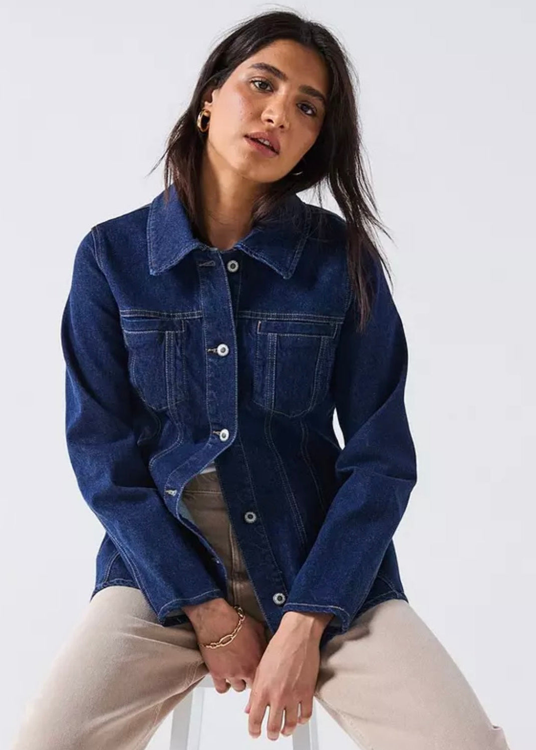 Women’s Fitted Dark Blue Denim Jacket
