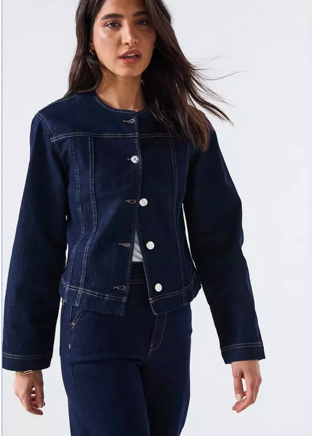  Women’s Dark Blue Denim Cropped Jacket 