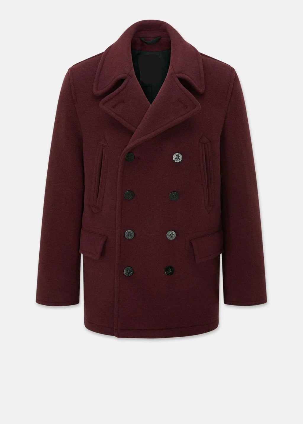 Maroon Wool Peacoat For Men