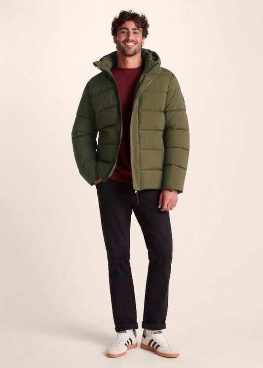 Green Puffer Jacket with Hood For Men