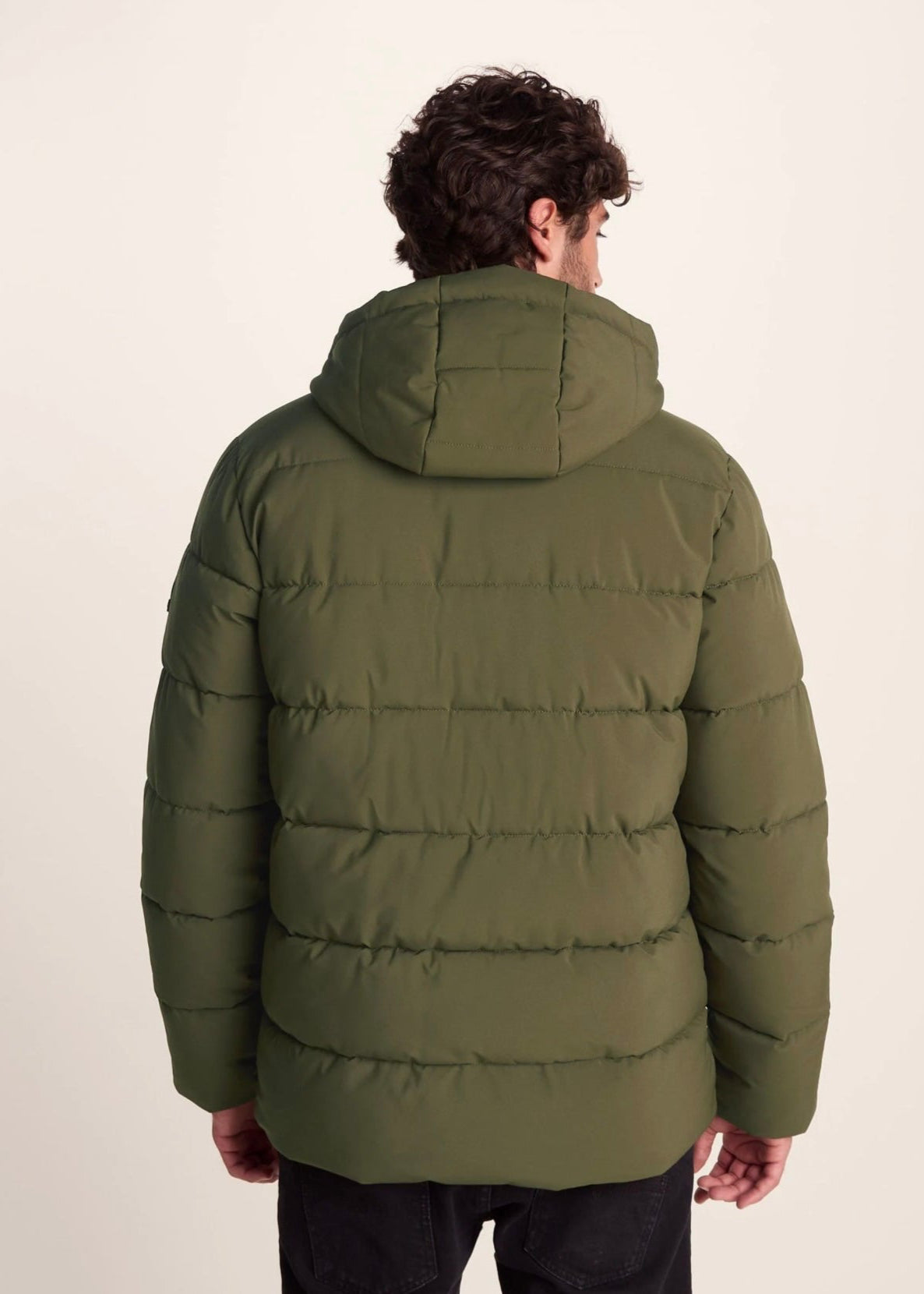 Green Puffer Jacket with Hood For Men