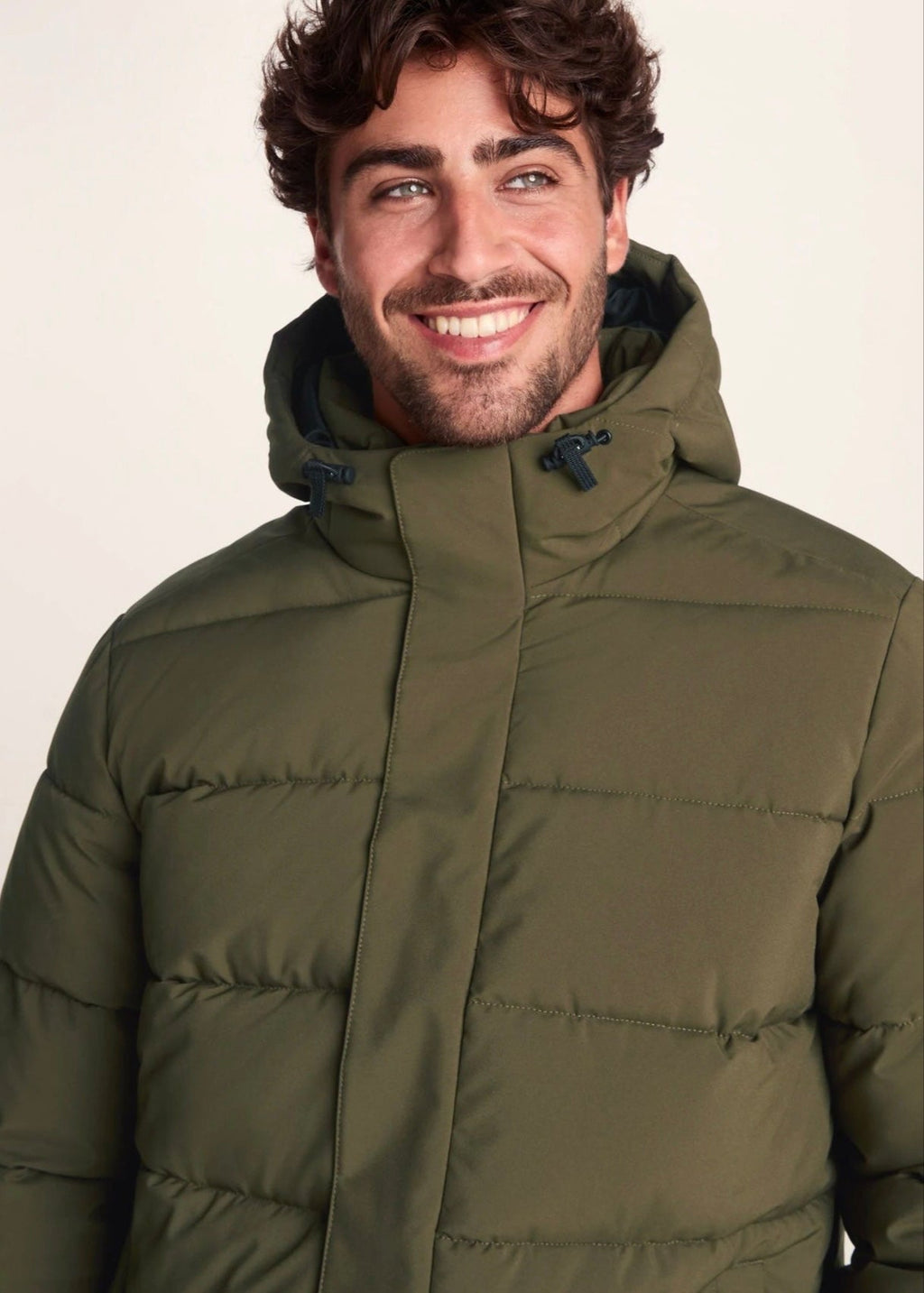 Green Puffer Jacket with Hood For Men
