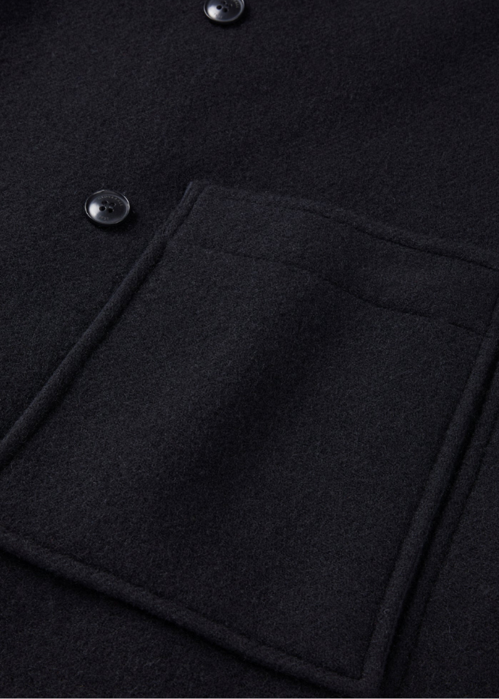 Men's Black Wool Overcoat