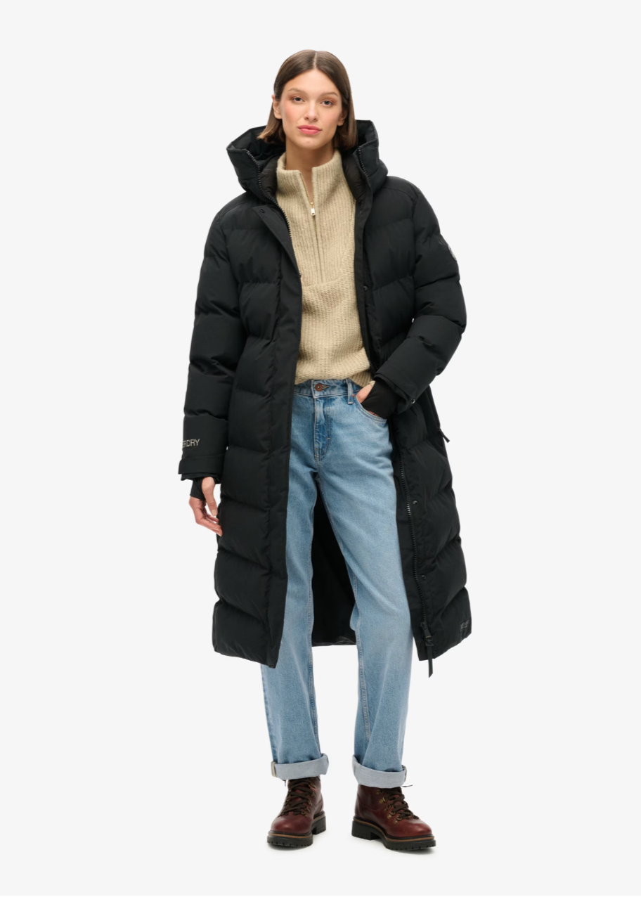  Women’s Long Black Puffer Coat 