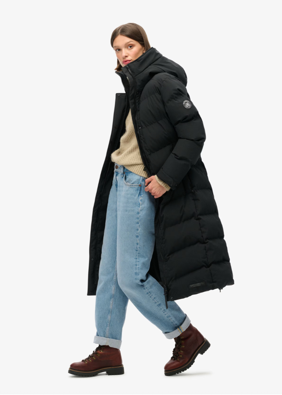  Women’s Long Black Puffer Coat 