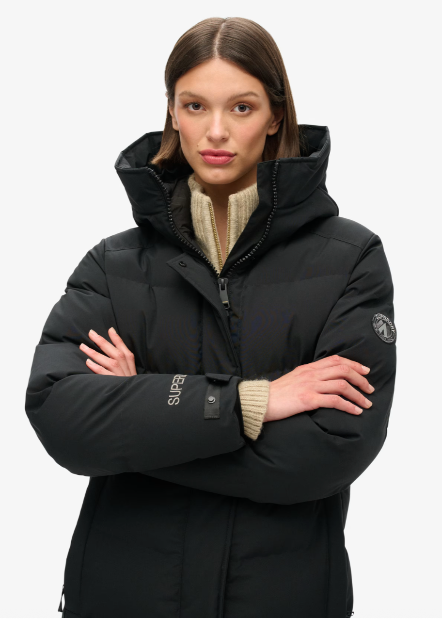  Women’s Long Black Puffer Coat 