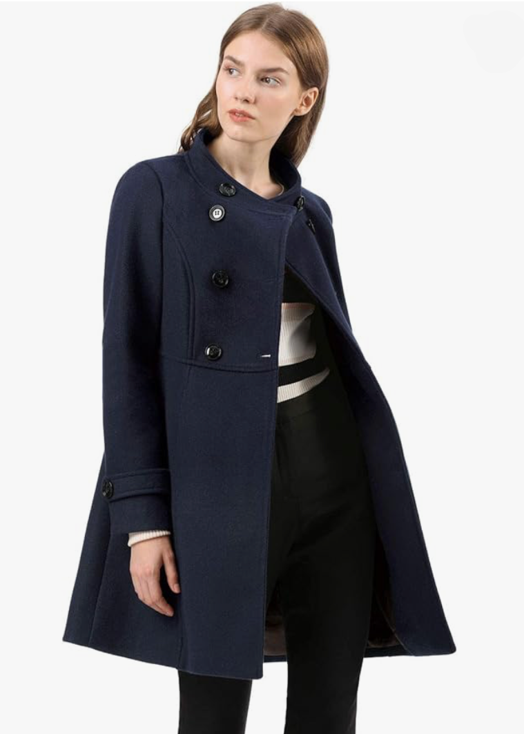 Navy Women's Stand-Collar Peacoat | Peacoat | wool jacket – AR