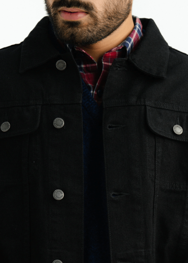 Black Denim Jacket For Men - AR - Rehman Collection