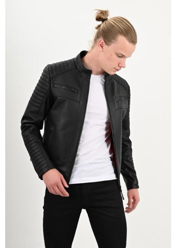 Black Men’s Leather Jacket - AR - Rehman Collection