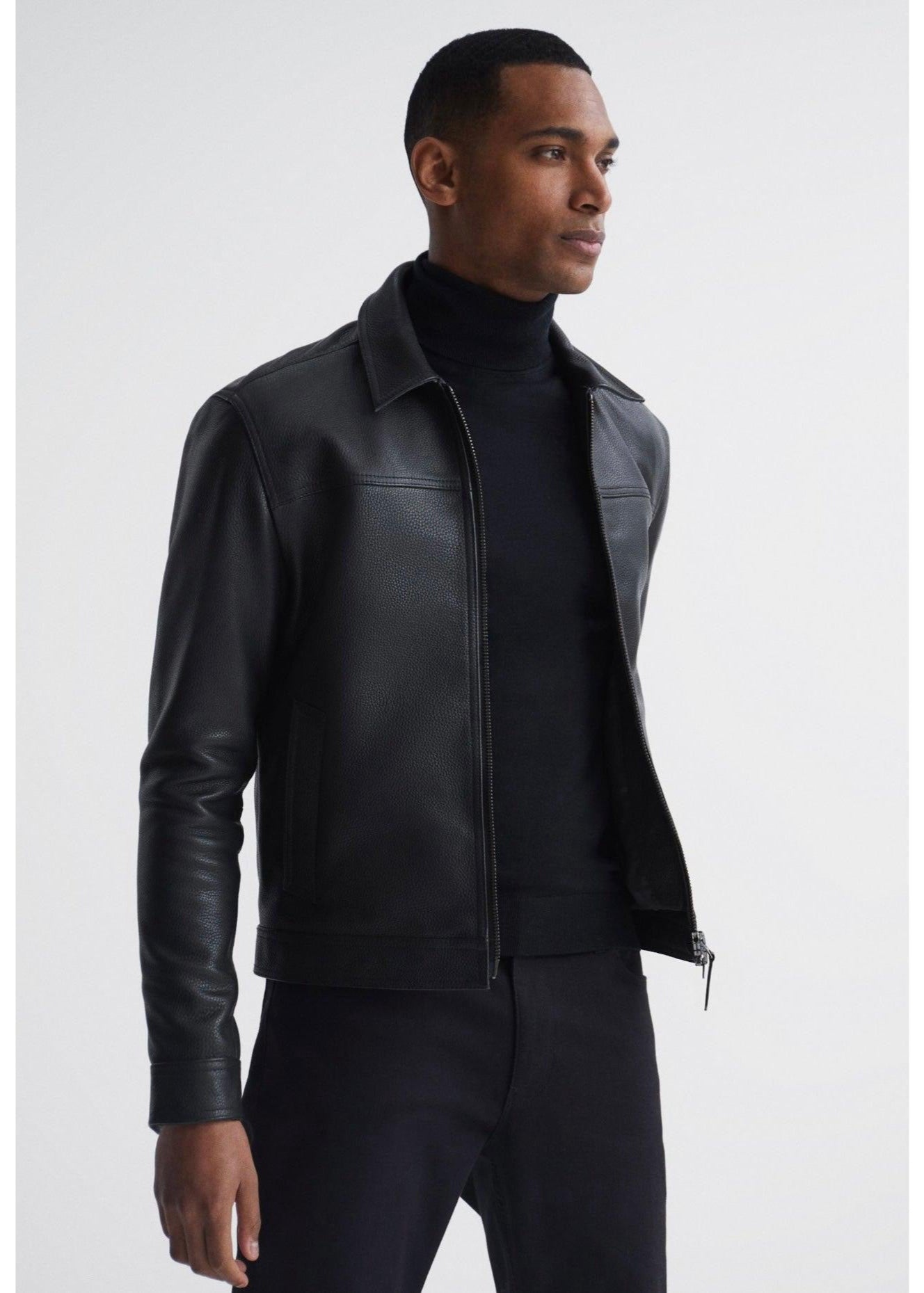 Black Men’s Leather Jacket - AR - Rehman Collection