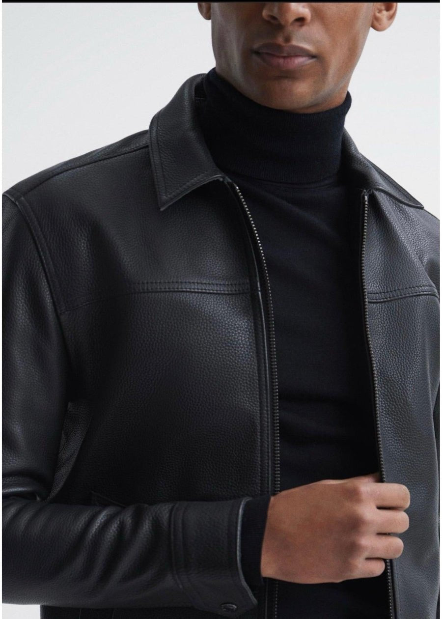Black Men’s Leather Jacket - AR - Rehman Collection