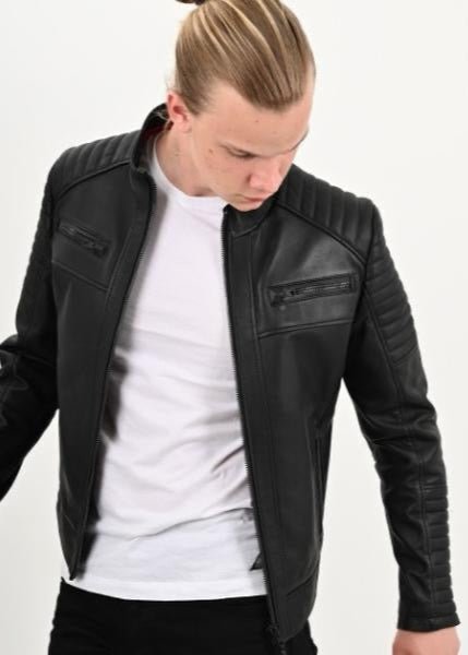 Black Men’s Leather Jacket - AR - Rehman Collection