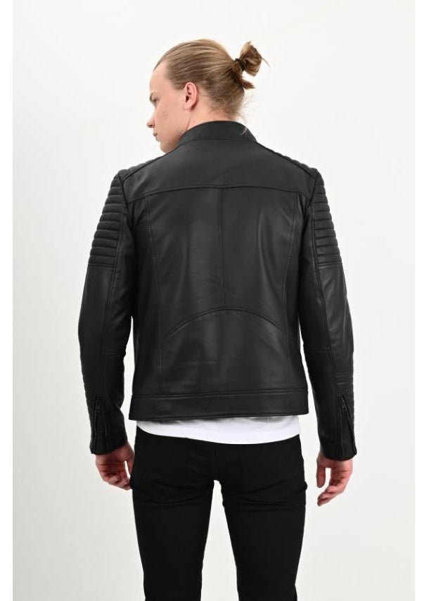 Black Men’s Leather Jacket - AR - Rehman Collection