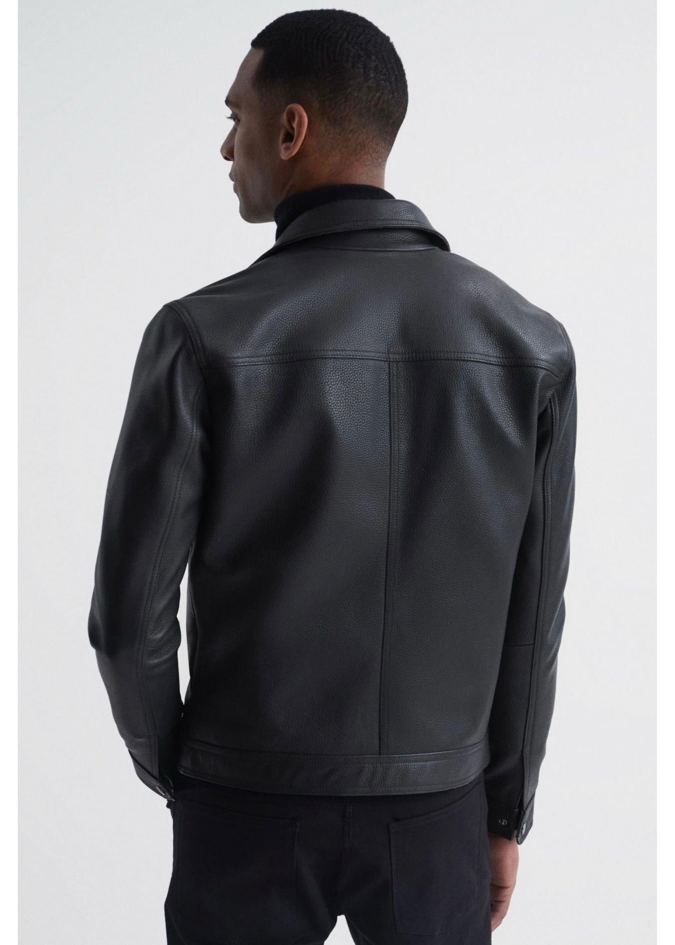 Black Men’s Leather Jacket - AR - Rehman Collection