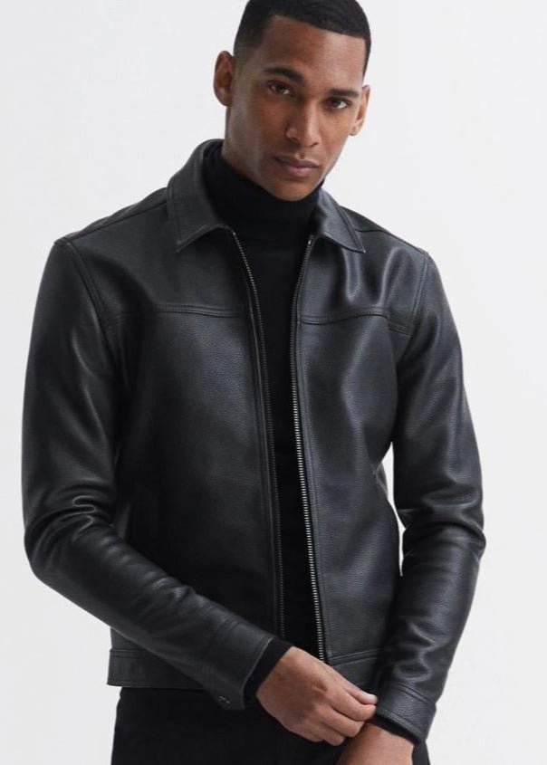 Black Men’s Leather Jacket - AR - Rehman Collection