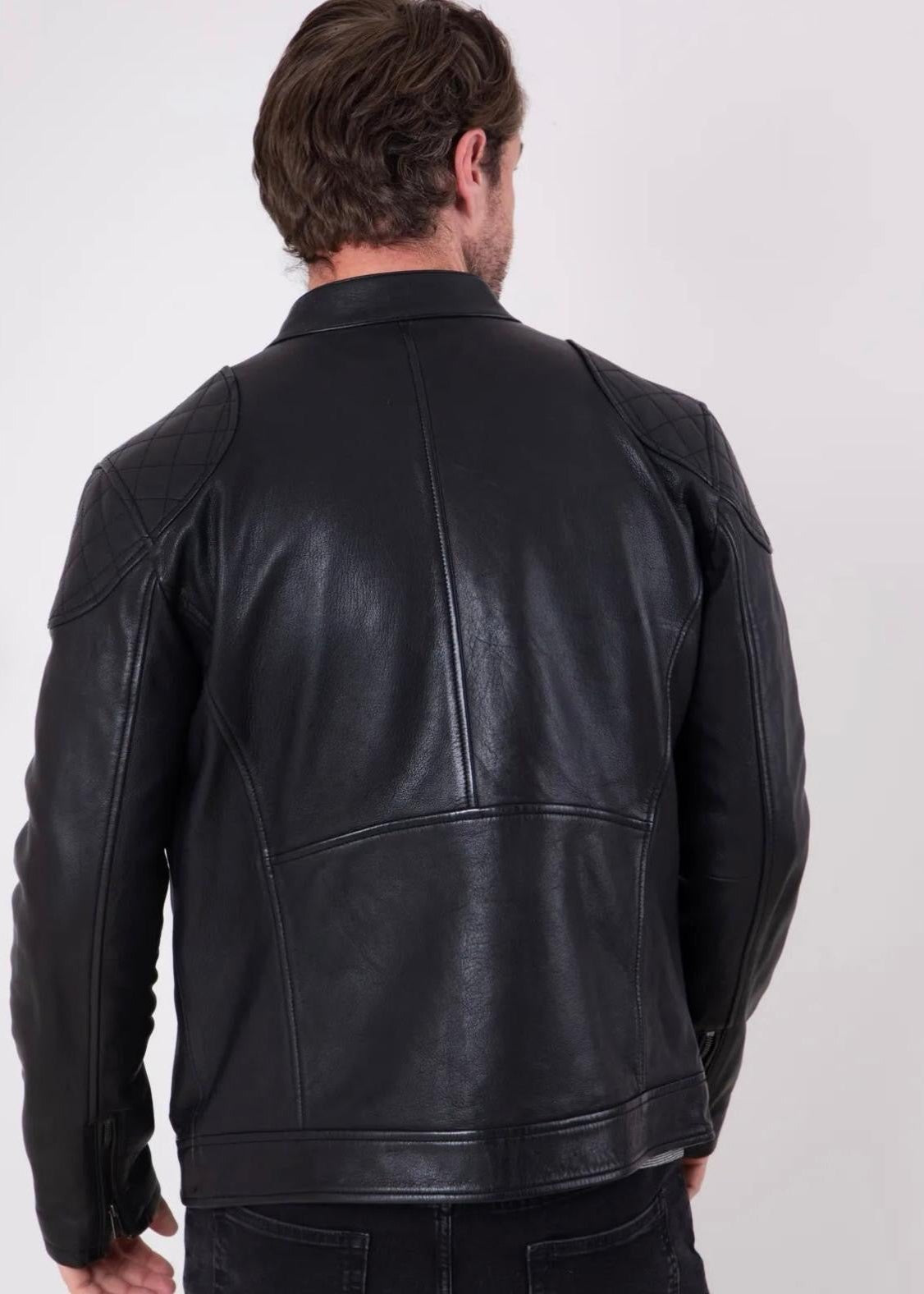 Black Men’s Sheepskin Leather Jacket - AR - Rehman Collection