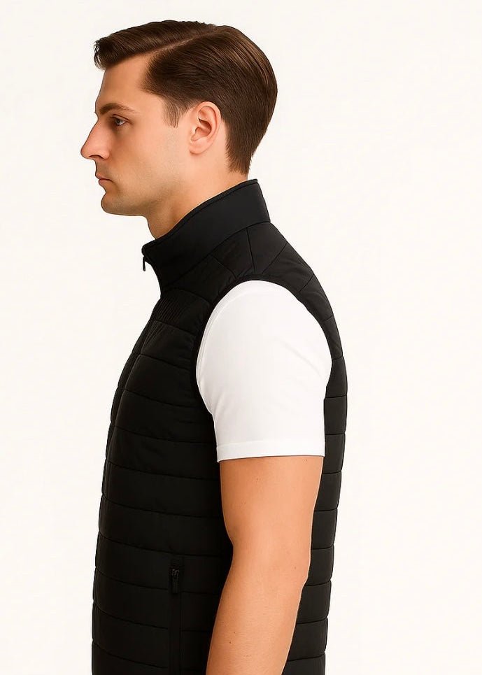 Black Padded Gilet For Men - AR - Rehman Collection