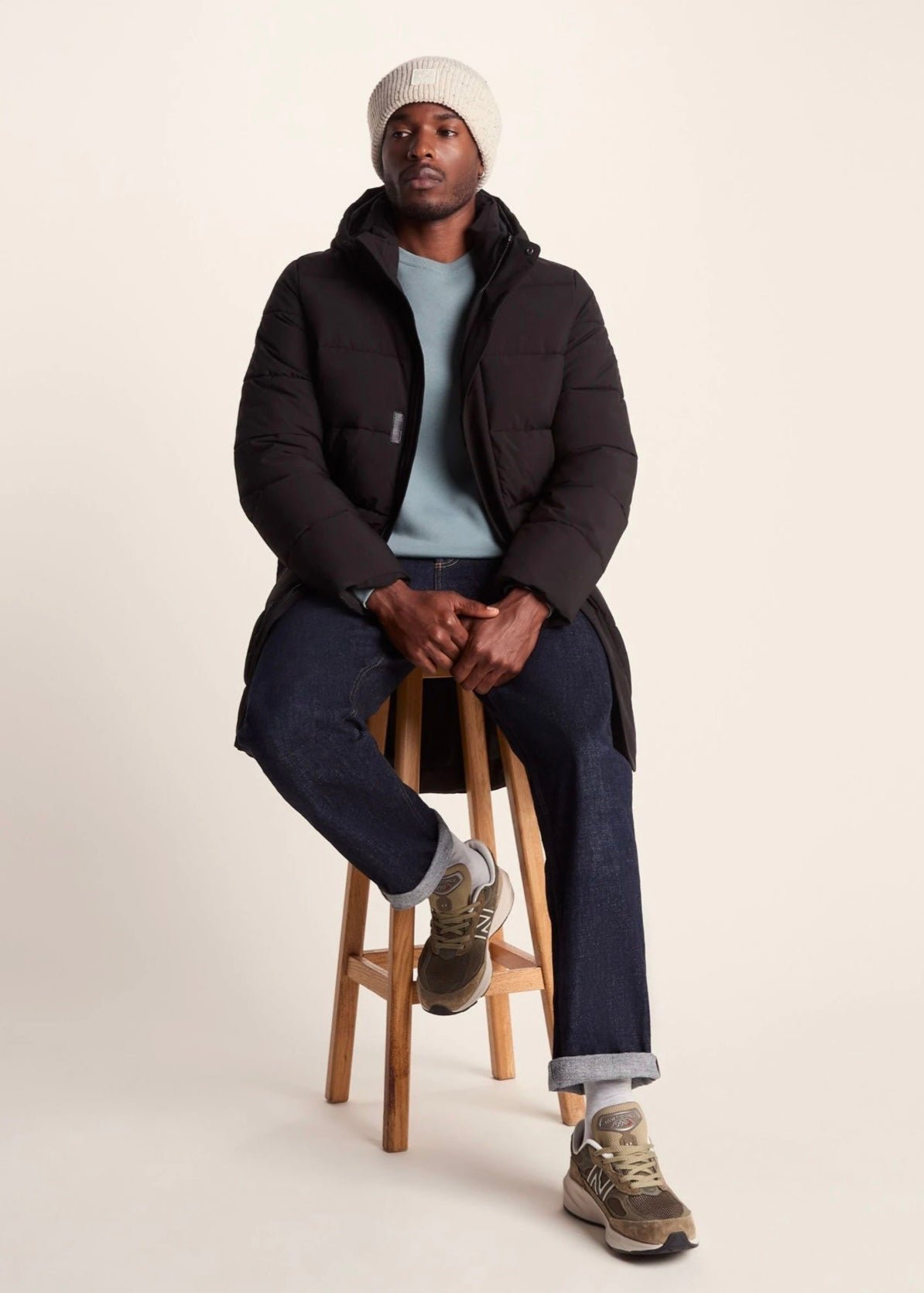 Black Puffer Coat for Men - AR - Rehman Collection