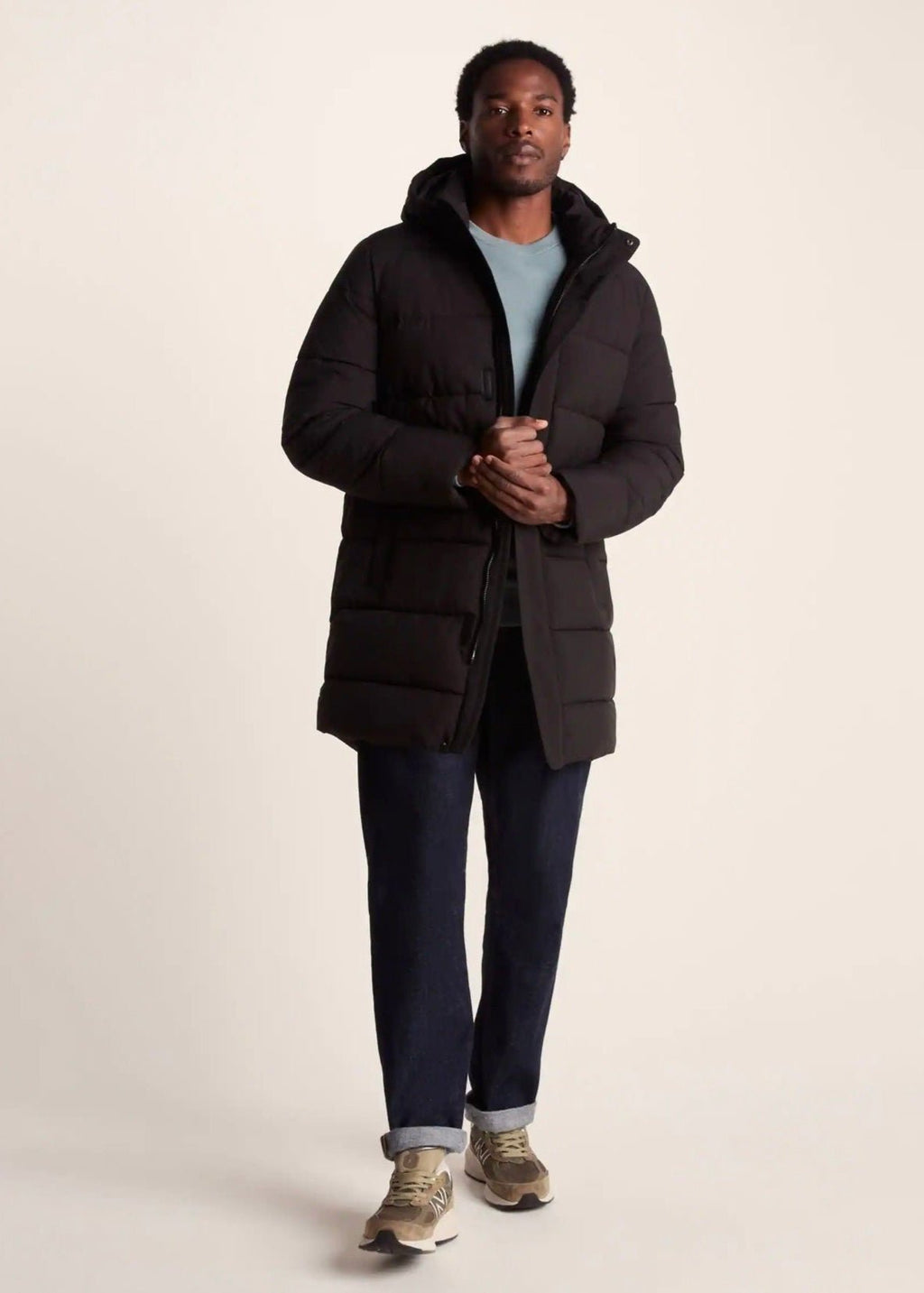 Black Puffer Coat for Men - AR - Rehman Collection