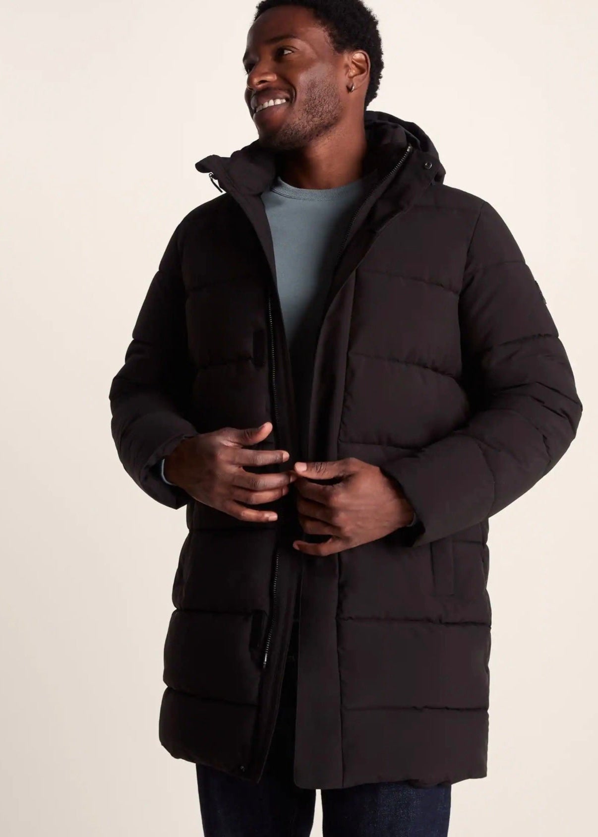 Black Puffer Coat for Men - AR - Rehman Collection