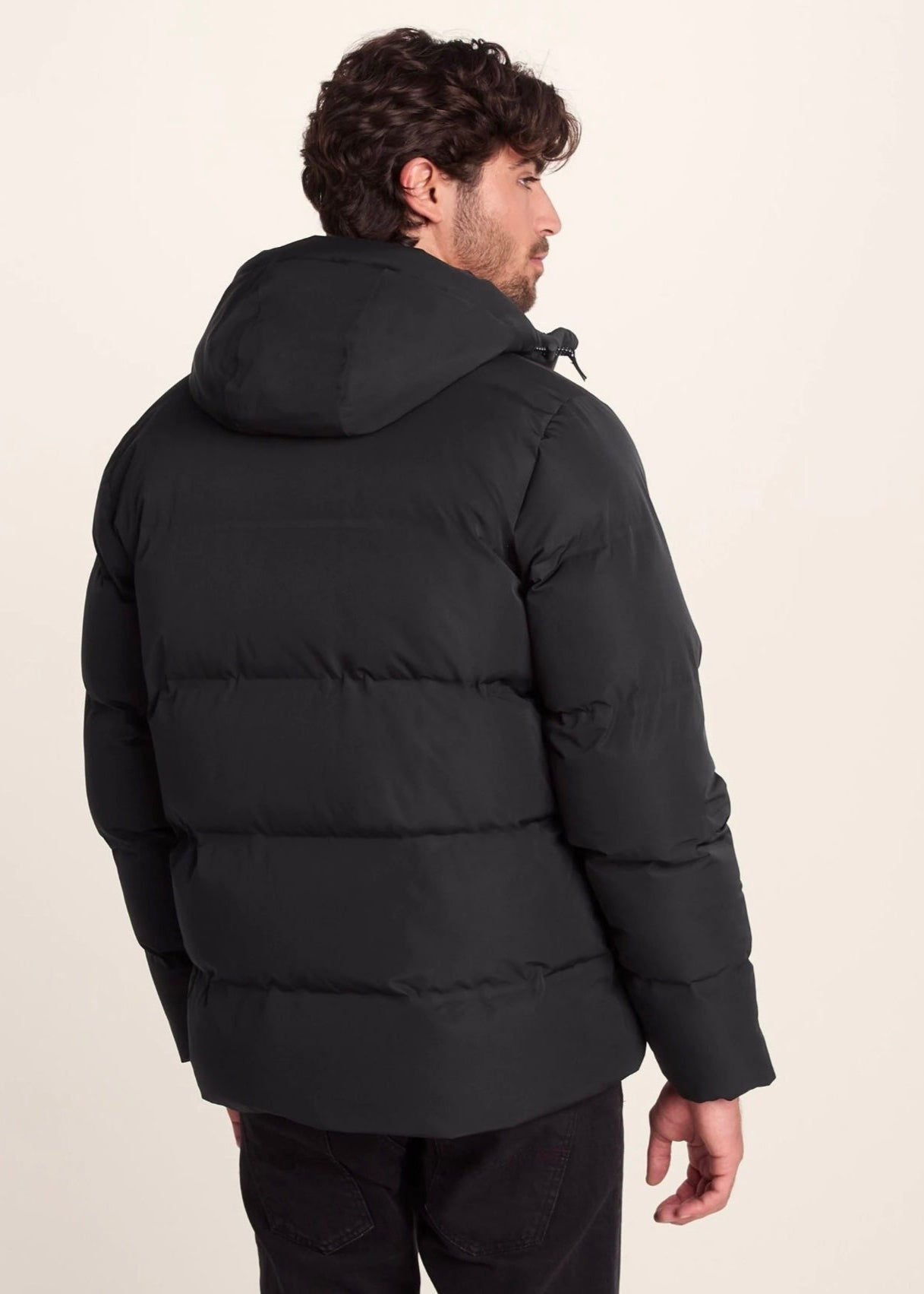 Black Puffer Jacket with Hood For Men - AR - Rehman Collection