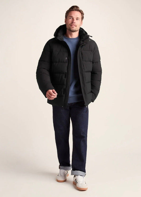 Black Puffer Jacket with Hood For Men - AR - Rehman Collection