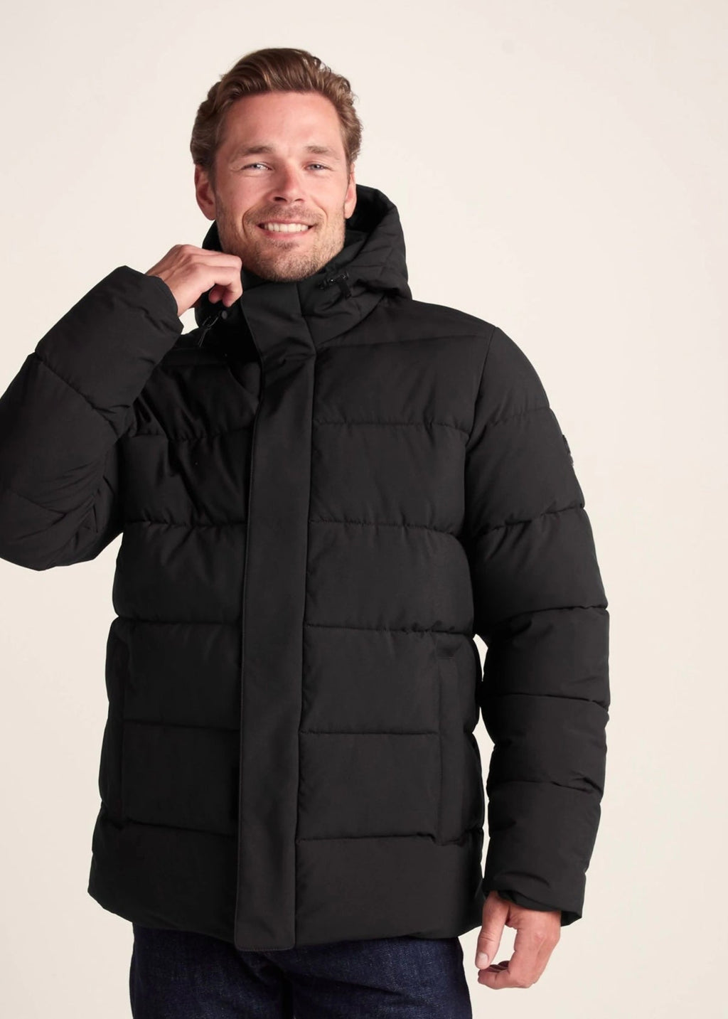 Black Puffer Jacket with Hood For Men - AR - Rehman Collection