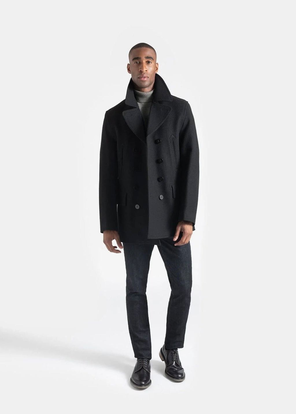 Black Wool Men’s Peacoat - AR - Rehman Collection