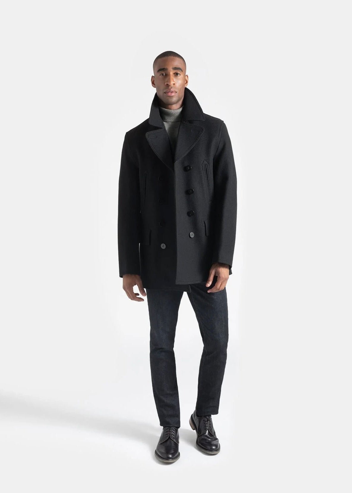 Black Wool Men’s Peacoat - AR - Rehman Collection